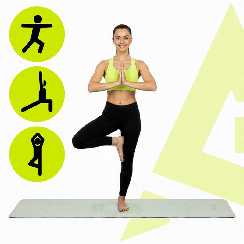 Sport si Outdoor - Fitness - Accesorii fitness - Saltele fitness - Saltea yoga antiderapanta din TPE, 183x61x0.6 cm, cu curea transport, verde - Infinity.ro
