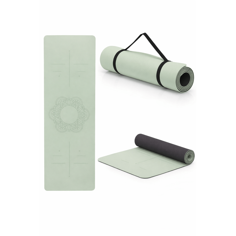 Sport si Outdoor - Fitness - Accesorii fitness - Saltele fitness - Saltea yoga antiderapanta din TPE, 183x61x0.6 cm, cu curea transport, verde - Infinity.ro