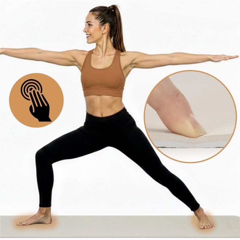 Sport si Outdoor - Fitness - Accesorii fitness - Saltele fitness - Saltea fitness antiderapanta din TPE, 183x61x1 cm, cu curea transport, bej - Infinity.ro
