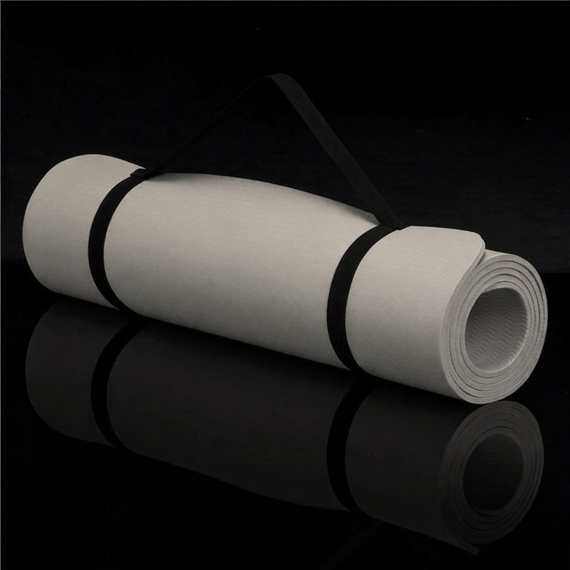 Sport si Outdoor - Fitness - Accesorii fitness - Saltele fitness - Saltea fitness antiderapanta din TPE, 183x61x1 cm, cu curea transport, bej - Infinity.ro