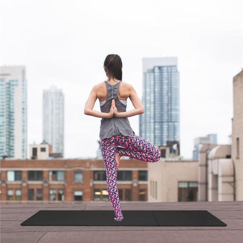 Sport si Outdoor - Fitness - Accesorii fitness - Saltele fitness - Saltea fitness groasa pliabila antrenament gimnastica yoga, 180x60x5 cm, confort, negru - Infinity.ro