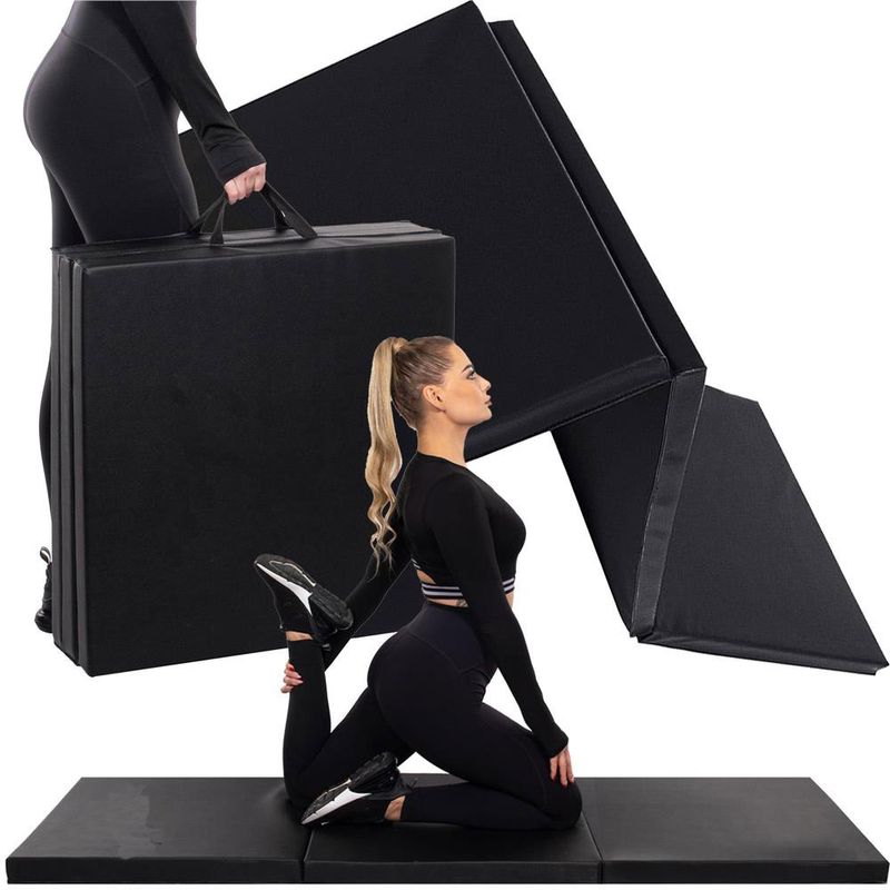 Sport si Outdoor - Fitness - Accesorii fitness - Saltele fitness - Saltea fitness groasa pliabila antrenament gimnastica yoga, 180x60x5 cm, confort, negru - Infinity.ro