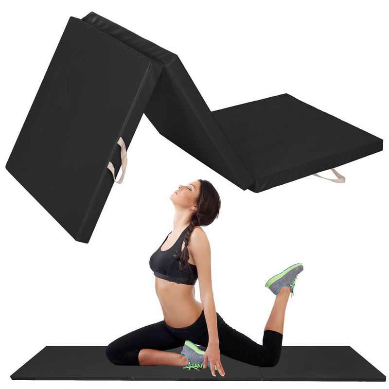 Sport si Outdoor - Fitness - Accesorii fitness - Saltele fitness - Saltea fitness groasa pliabila antrenament gimnastica yoga, 180x60x5 cm, confort, negru - Infinity.ro