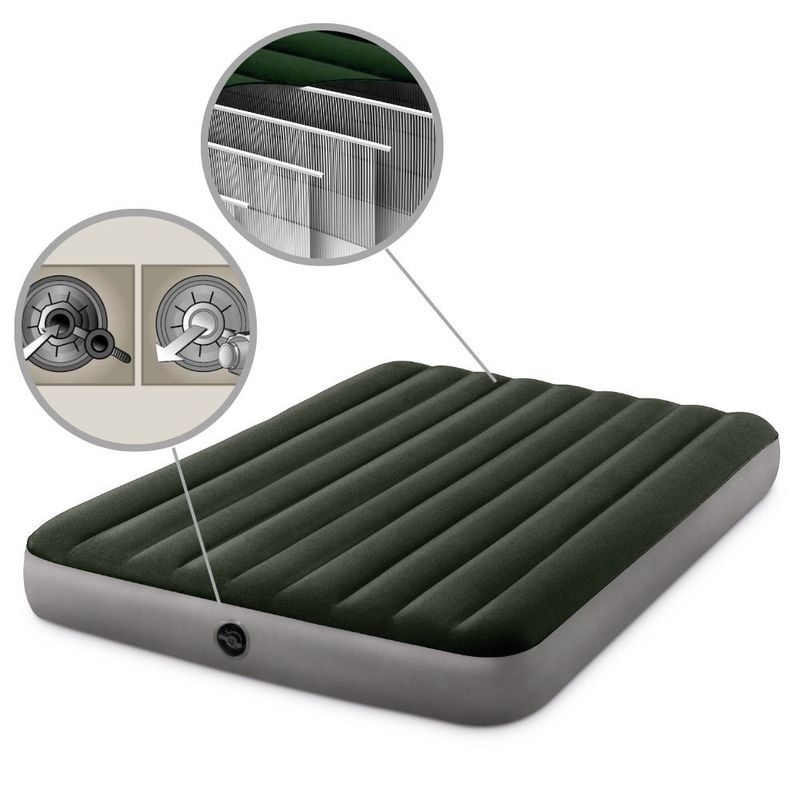 Sport si Outdoor - Camping - Saltele si accesorii pentru somn - Saltele camping - Saltea gonflabila intex prestige dura-beam queen pompa inclusa, 152x203x25 cm, confort, verde - Infinity.ro
