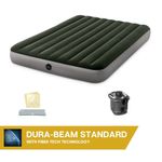 Sport si Outdoor - Camping - Saltele si accesorii pentru somn - Saltele camping - Saltea gonflabila intex prestige dura-beam queen pompa inclusa, 152x203x25 cm, confort, verde - Infinity.ro