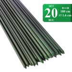 Casa si Gradina - Gradina si terasa - Mobilier exterior - Accesorii pentru gradina - Set 20 araci de gradina pentru rosii, castraveti, fasole, metal + PVC, verde, 180x1.6 cm, Artool - Infinity.ro