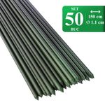 Casa si Gradina - Gradina si terasa - Mobilier exterior - Accesorii pentru gradina - Set 50 araci/suport pentru rosii, castraveti, fasole, metal + PVC, verde, 150x1.1 cm, Artool - Infinity.ro