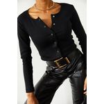 Fashion, accesorii si bijuterii - Femei - Imbracaminte femei - Camasi si bluze femei - Bluză femei Jumeon, 70% bumbac și 30% poliester, negru, 215XHN1257 - S - Infinity.ro