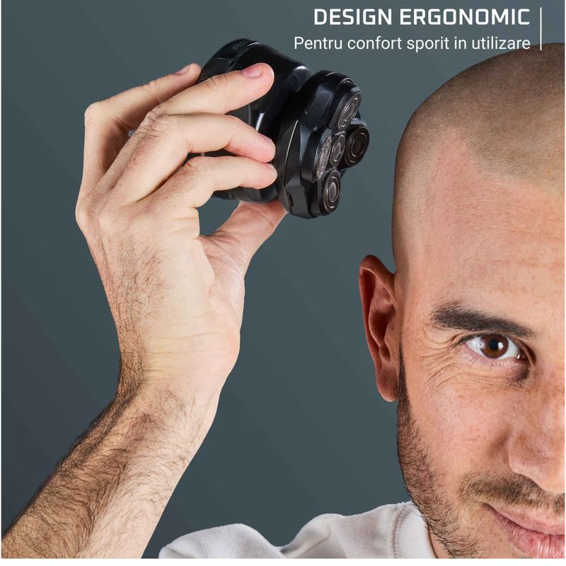 Ingrijire personala si Cosmetice - Aparate & accesorii ingrijire personala - Aparate de ras si tuns - Aparate de ras electrice - Aparat de ras pentru cap Rowenta Head Shaver TN3110E0, pana la 80 minute autonomie, 7300 RPM, 5 capete flexibile - Infinity.ro