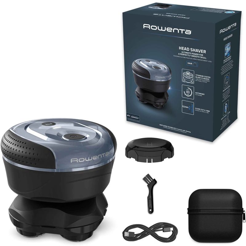 Ingrijire personala si Cosmetice - Aparate & accesorii ingrijire personala - Aparate de ras si tuns - Aparate de ras electrice - Aparat de ras pentru cap Rowenta Head Shaver TN3110E0, pana la 80 minute autonomie, 7300 RPM, 5 capete flexibile - Infinity.ro