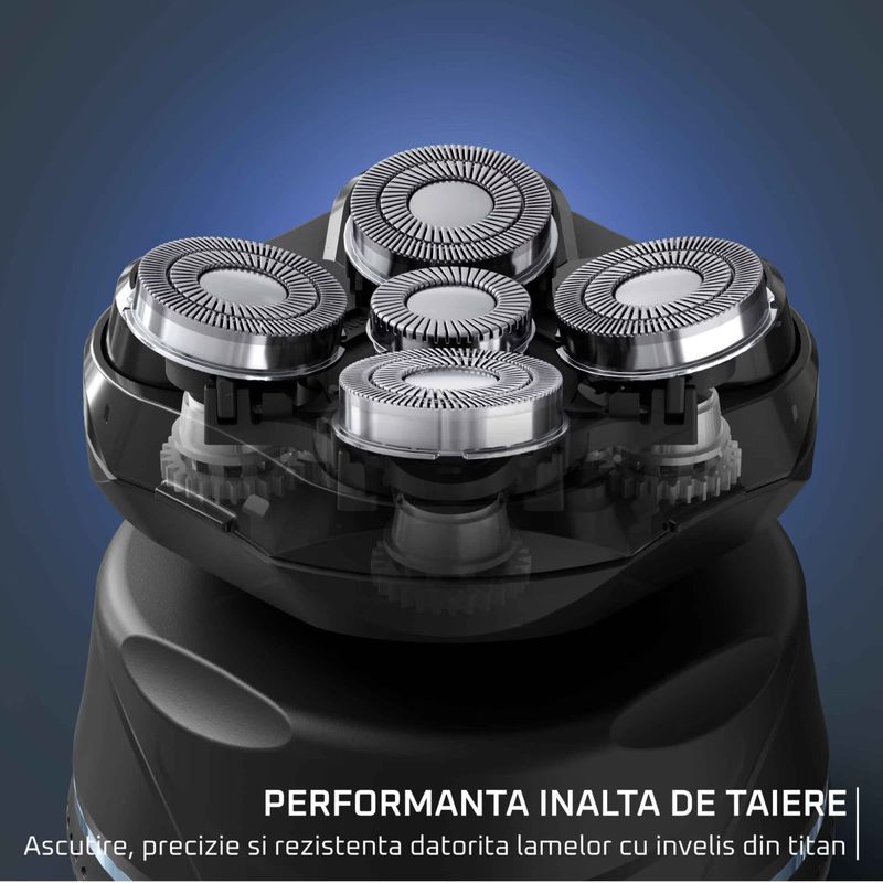 Ingrijire personala si Cosmetice - Aparate & accesorii ingrijire personala - Aparate de ras si tuns - Aparate de ras electrice - Aparat de ras pentru cap Rowenta Head Shaver TN3110E0, pana la 80 minute autonomie, 7300 RPM, 5 capete flexibile - Infinity.ro