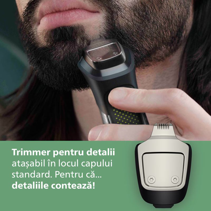 Ingrijire personala si Cosmetice - Aparate & accesorii ingrijire personala - Aparate de ras si tuns - Aparate de tuns - Aparat de tuns barba & parul de pe cap si corp 20in1 PHILIPS All-in-One MG9557/15 +OneBlade, autonomie 120 min - Infinity.ro