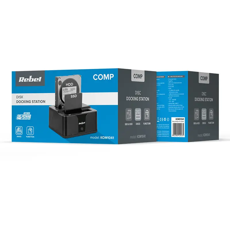 PC, gaming si accesorii - Componente PC - Componente - Accesorii IT - Docking Station HDD 3.5” /2.5” SSD microSD /SD /HUB USB 3.0 20TB Rebel KOM01041 - Infinity.ro