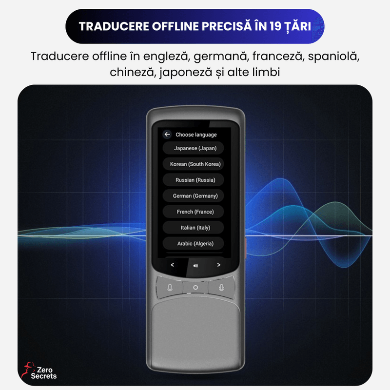 Laptop, Telefoane si Tablete - Wearables si gadgeturi - Gadgeturi - Accesorii SMART - Traducator Inteligent cu SIM 4G, Zero Secrets, 138 limbi, traducere vocala si foto, gri - Infinity.ro