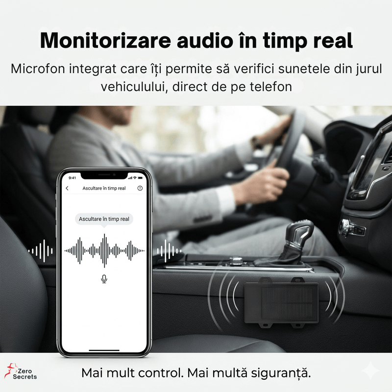 Laptop, Telefoane si Tablete - Wearables si gadgeturi - Gadgeturi - Dispozitive anti-pierdere - GPS Tracker Auto Solar 4G Zero Secrets, Localizare in Timp Real, Baterie 12000mAh, Montaj Rapid, Negru - Infinity.ro