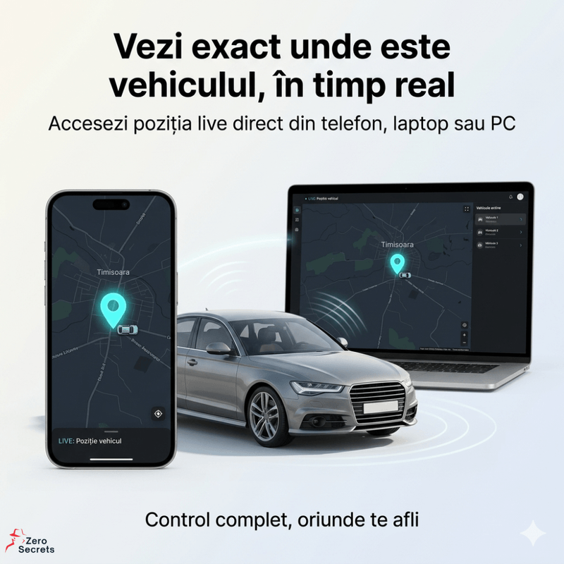 Laptop, Telefoane si Tablete - Wearables si gadgeturi - Gadgeturi - Dispozitive anti-pierdere - GPS Tracker Auto Solar 4G Zero Secrets, Localizare in Timp Real, Baterie 12000mAh, Montaj Rapid, Negru - Infinity.ro