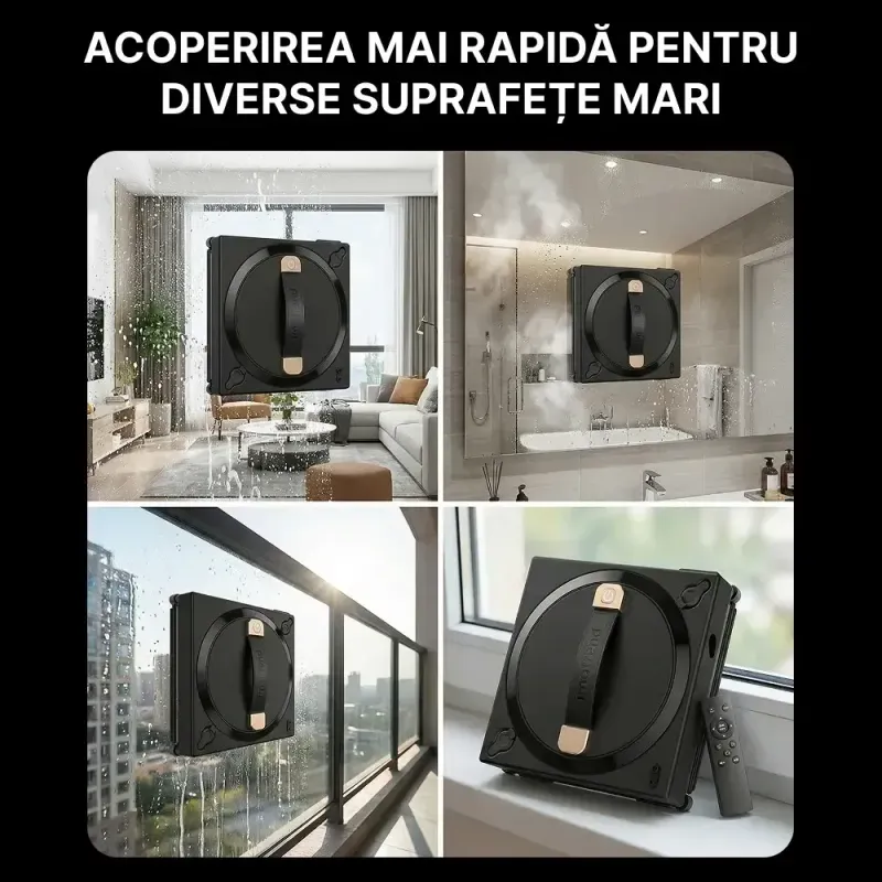 Electronice si Electrocasnice - Ingrijirea locuintei - Mopuri electrice - Robot electric curatare geamuri IMA Trend, Wifi, Tuya, Rezervor 60ml, 72w, 2700Pa, Negru - Infinity.ro