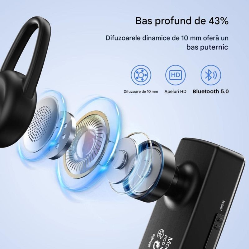 TV, Audio-Video si Foto - Portabile audio - Casti audio - Casca Bluetooth New Bee B41, Baterie 24 ore, Multipoint, Universala, Culoare Negru - Infinity.ro