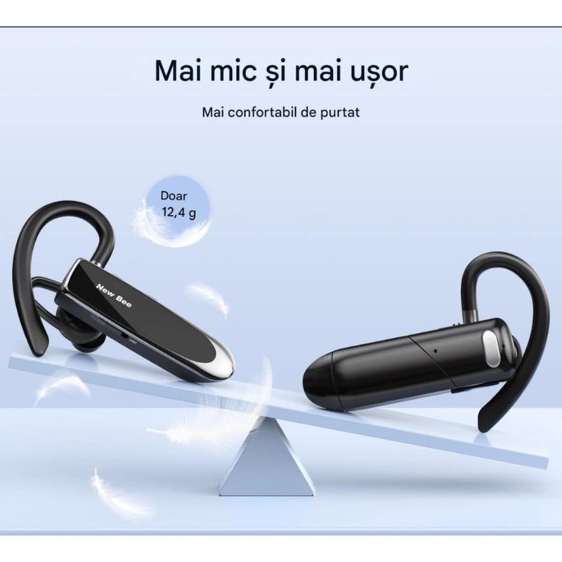 TV, Audio-Video si Foto - Portabile audio - Casti audio - Casca Bluetooth New Bee B41, Baterie 24 ore, Multipoint, Universala, Culoare Negru - Infinity.ro