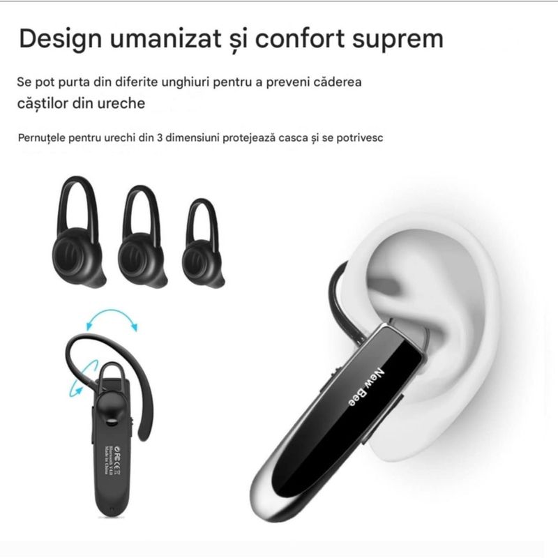 TV, Audio-Video si Foto - Portabile audio - Casti audio - Casca Bluetooth New Bee B41, Baterie 24 ore, Multipoint, Universala, Culoare Negru - Infinity.ro