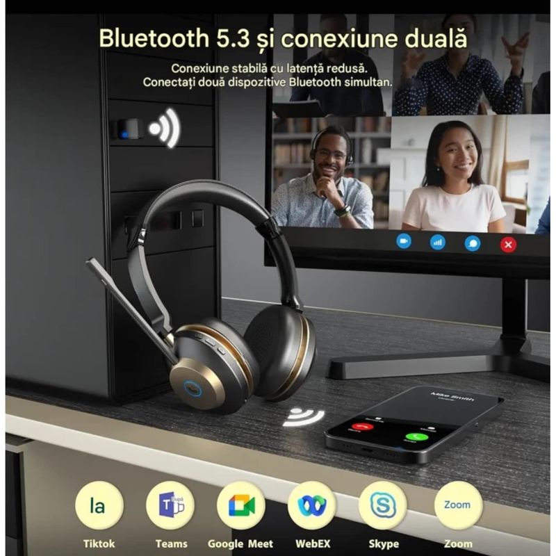 TV, Audio-Video si Foto - Portabile audio - Casti audio - Casca Call Center BT882, Statie de incarcare, Baterie 45 ore, Anulare zgomot, Multipoint - Infinity.ro