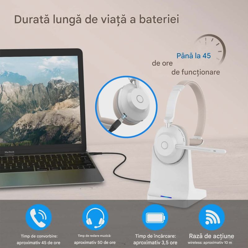TV, Audio-Video si Foto - Portabile audio - Casti audio - Casca Call Center BT881, Statie de incarcare, Baterie 45 ore, Anulare zgomot, Multipoint - Infinity.ro