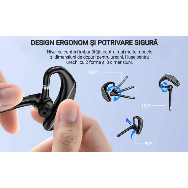 TV, Audio-Video si Foto - Portabile audio - Casti audio - Casca Bluetooth CerCip A6L, Autonomie baterie 25 ore, Carcasa de incarcare, Anulare zgomot, Multipoint - Infinity.ro