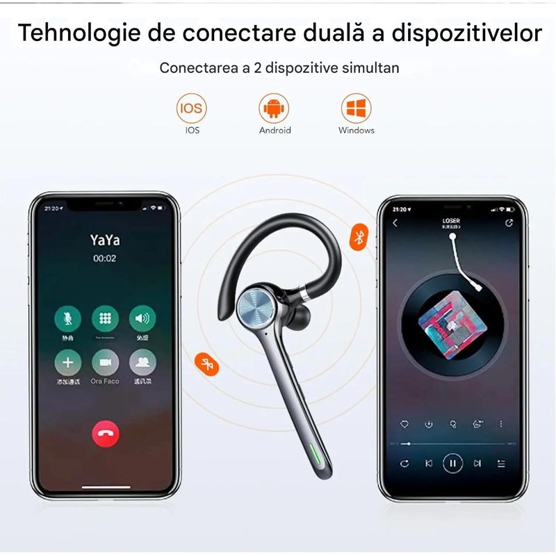 TV, Audio-Video si Foto - Portabile audio - Casti audio - Casca Bluetooth CerCip G7, Autonomie baterie 23 ore, Anulare zgomot, Multipoint, Incarcare in carcasa, Culoare Negru - Infinity.ro