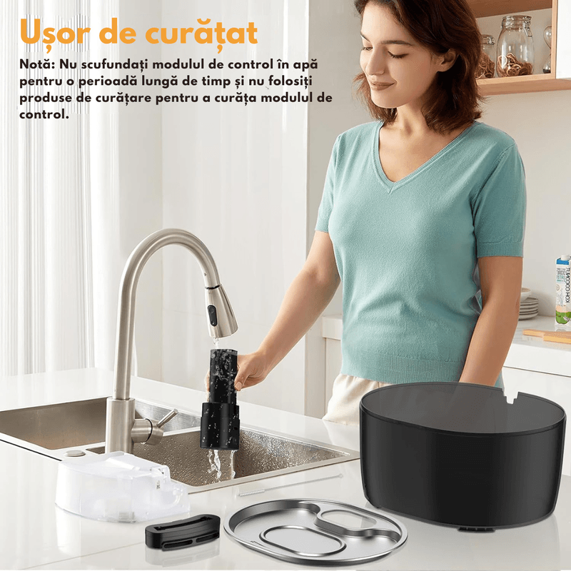 Petshop - Accesorii petshop - Castroane si adapatori - Dispenser apa automat tip Fantana inteligenta pentru pisici si caini, Dasbo®, Capacitate 3.2L, cu Sensor, wireless - Infinity.ro