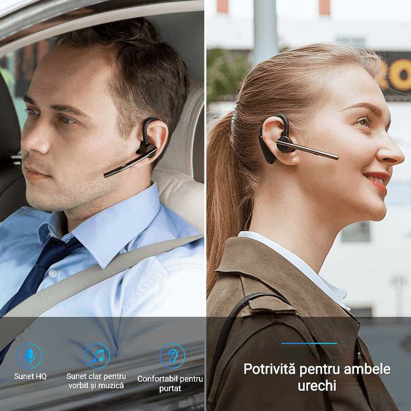 TV, Audio-Video si Foto - Portabile audio - Casti audio - Casca Bluetooth New Bee M50, Baterie 24 ore, Reducere zgomot DSP, Cu husa, Sunet HD, Multipoint, Universala - Infinity.ro