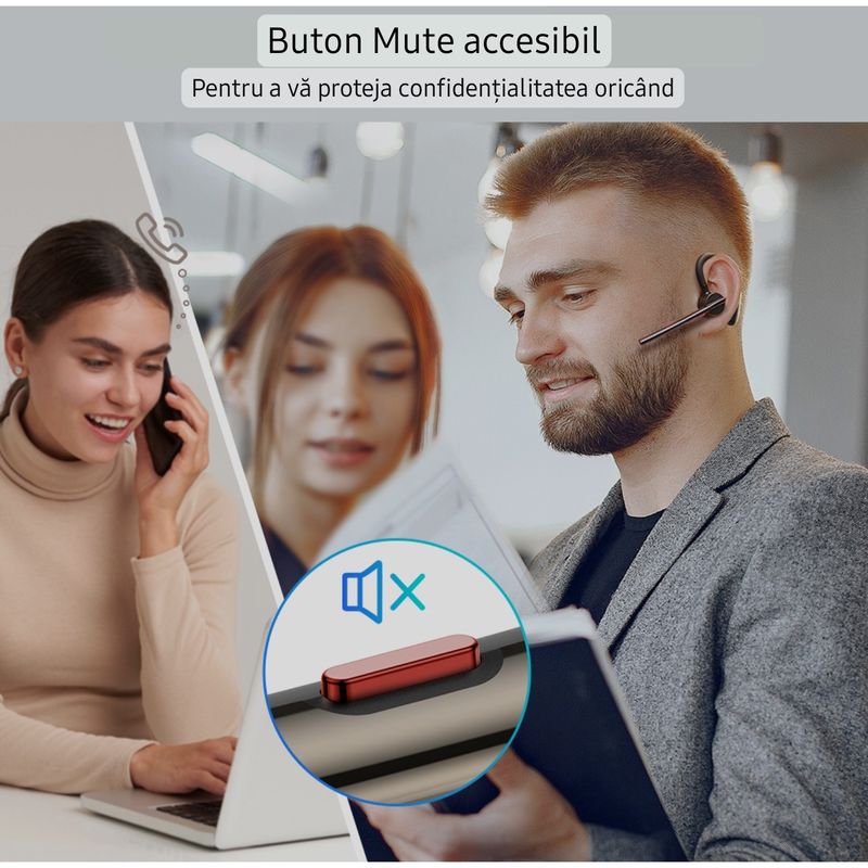 TV, Audio-Video si Foto - Portabile audio - Casti audio - Casca Bluetooth New Bee M50, Baterie 24 ore, Reducere zgomot DSP, Cu husa, Sunet HD, Multipoint, Universala - Infinity.ro