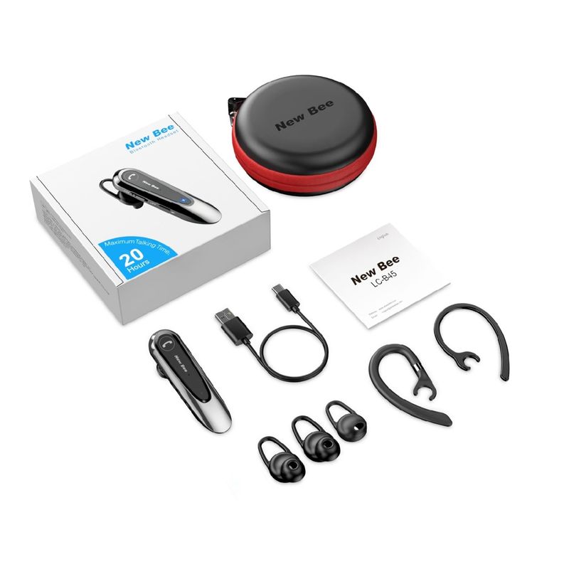 TV, Audio-Video si Foto - Portabile audio - Casti audio - Casca Bluetooth New Bee LC-B45, Baterie 20 ore, Anulare zgomot AI, Doua microfoane, Multipoint, Culoare Negru - Infinity.ro
