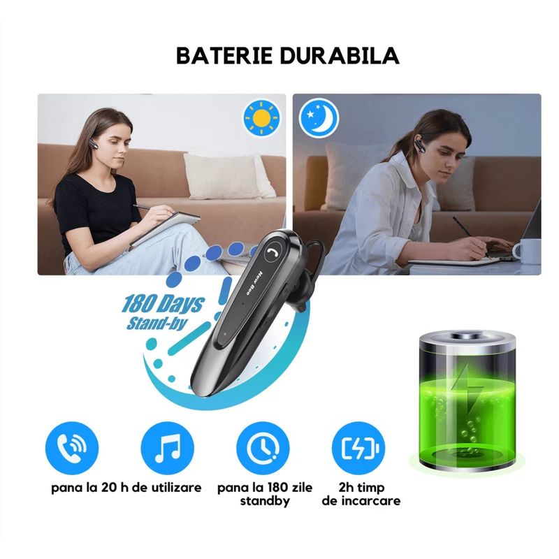 TV, Audio-Video si Foto - Portabile audio - Casti audio - Casca Bluetooth New Bee LC-B45, Baterie 20 ore, Anulare zgomot AI, Doua microfoane, Multipoint, Culoare Negru - Infinity.ro