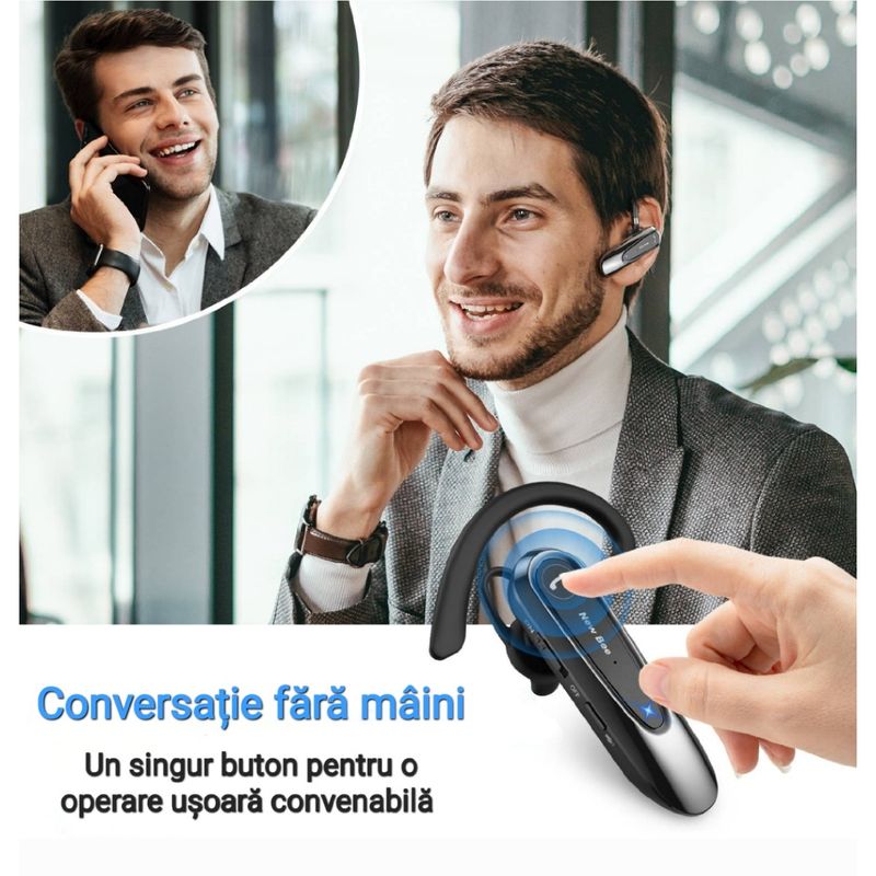 TV, Audio-Video si Foto - Portabile audio - Casti audio - Casca Bluetooth New Bee LC-B45, Baterie 20 ore, Anulare zgomot AI, Doua microfoane, Multipoint, Culoare Negru - Infinity.ro