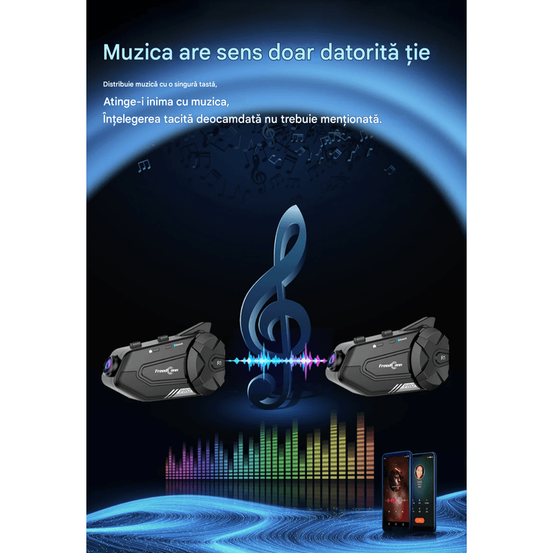 TV, Audio-Video si Foto - Portabile audio - Casti audio - Casca Bluetooth pentru Moto FreedConn R1 Pro, Autonomie baterie 48 ore, Camera 2K, Wifi, Intercom 6 persoane, 1000m - Infinity.ro