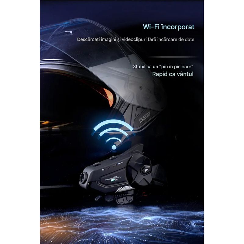 TV, Audio-Video si Foto - Portabile audio - Casti audio - Casca Bluetooth pentru Moto FreedConn R1 Pro, Autonomie baterie 48 ore, Camera 2K, Wifi, Intercom 6 persoane, 1000m - Infinity.ro