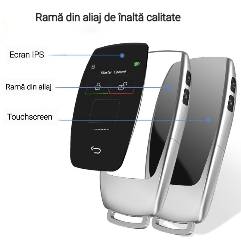 Auto si Moto - Electronice auto - Sisteme de inchidere centralizata - Cheie Auto Smart cu Display SK03, Activare Keyless Entry, 4 butoane, LCD cu touchscreen - Infinity.ro