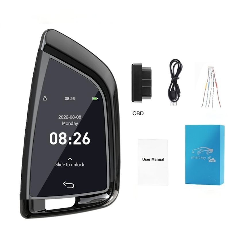 Auto si Moto - Electronice auto - Sisteme de inchidere centralizata - Cheie Auto Smart cu Display 568, Activare Keyless Entry, 4 butoane, LCD cu touchscreen - Infinity.ro