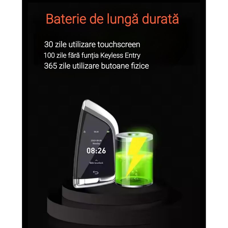 Auto si Moto - Electronice auto - Sisteme de inchidere centralizata - Cheie Auto Smart cu Display 568, Activare Keyless Entry, 4 butoane, LCD cu touchscreen - Infinity.ro