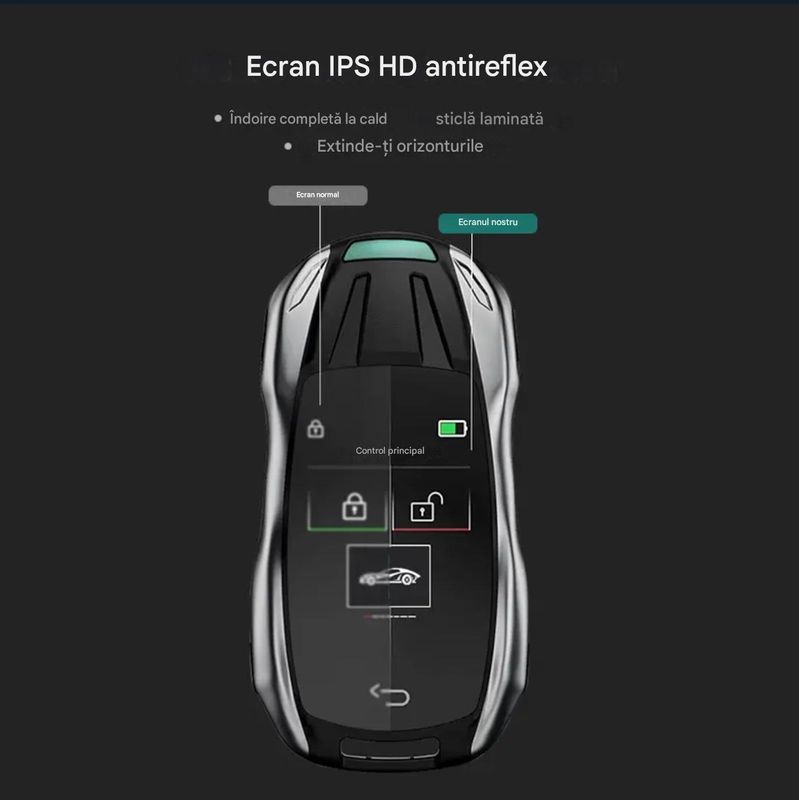 Auto si Moto - Electronice auto - Sisteme de inchidere centralizata - Cheie Auto Smart cu display 828, Activare Keyless Entry, 4 butoane, LCD cu touchscreen - Infinity.ro