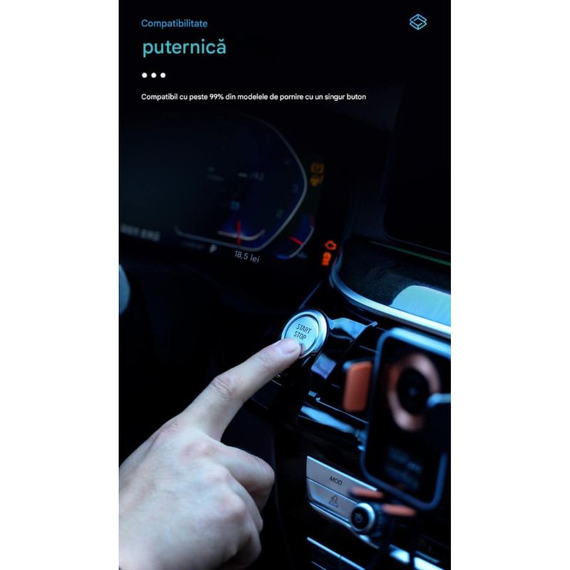 Auto si Moto - Electronice auto - Sisteme de inchidere centralizata - Cheie Auto Smart CF400, Activare Keyless Entry, 3 butoane, Smart Car Key cu buton mobil - Infinity.ro