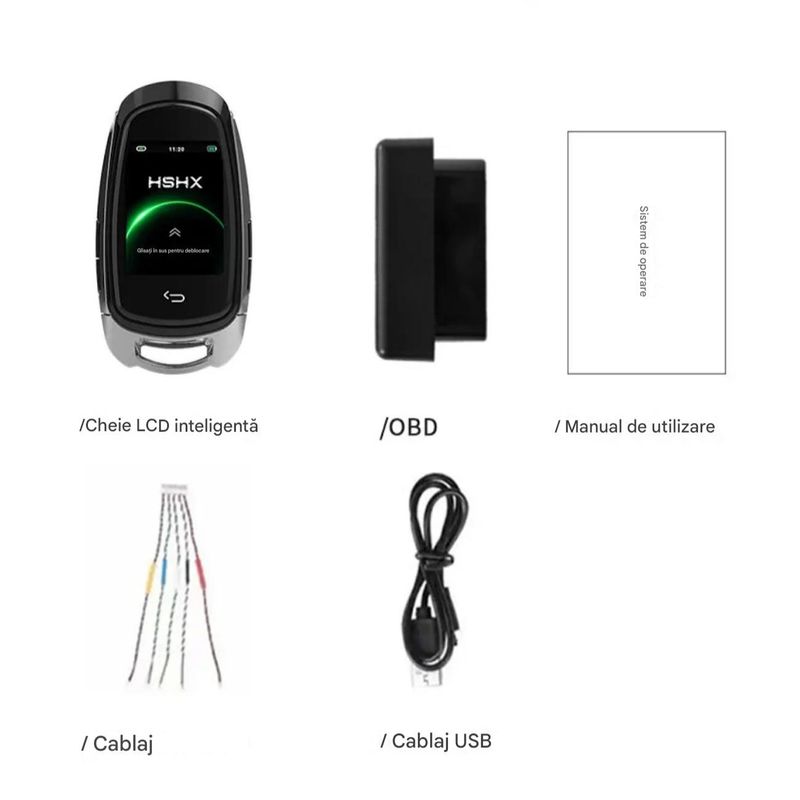 Auto si Moto - Electronice auto - Sisteme de inchidere centralizata - Cheie Auto Smart cu Display SK05 Argintiu, Activare Keyless Entry, 4 butoane, LCD cu touchscreen - Infinity.ro