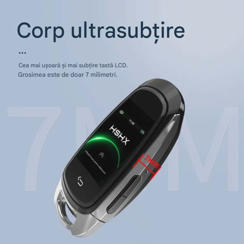 Auto si Moto - Electronice auto - Sisteme de inchidere centralizata - Cheie Auto Smart cu Display SK05 Argintiu, Activare Keyless Entry, 4 butoane, LCD cu touchscreen - Infinity.ro
