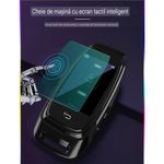 Auto si Moto - Electronice auto - Sisteme de inchidere centralizata - Cheie Auto Smart cu Display SK05 Argintiu, Activare Keyless Entry, 4 butoane, LCD cu touchscreen - Infinity.ro
