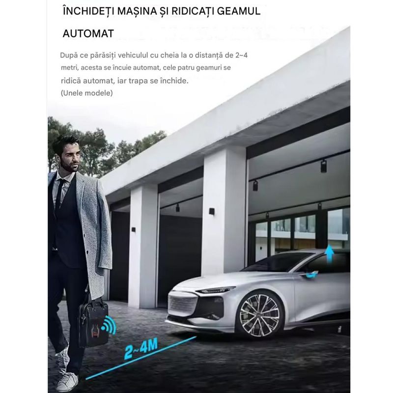 Auto si Moto - Electronice auto - Sisteme de inchidere centralizata - Cheie Auto Smart cu Display SK05 Argintiu, Activare Keyless Entry, 4 butoane, LCD cu touchscreen - Infinity.ro