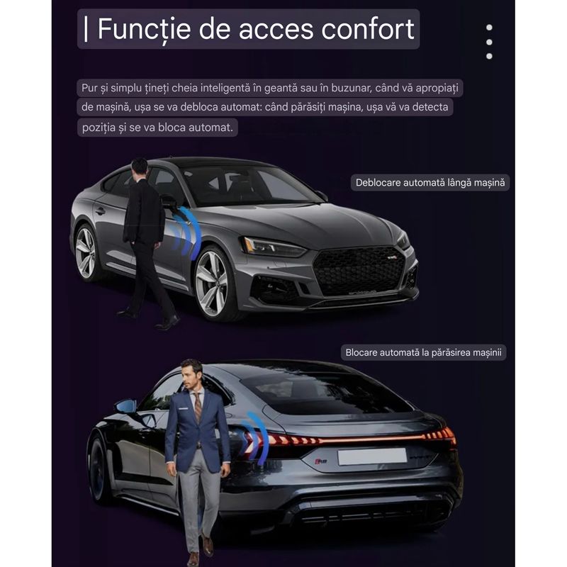 Auto si Moto - Electronice auto - Sisteme de inchidere centralizata - Cheie Auto Smart cu Display SK05 Argintiu, Activare Keyless Entry, 4 butoane, LCD cu touchscreen - Infinity.ro