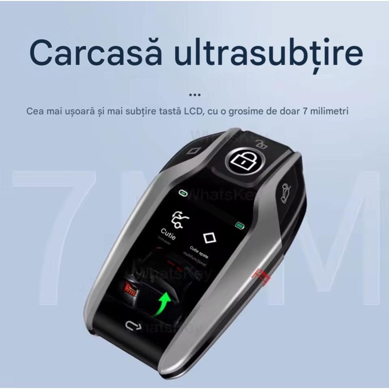 Auto si Moto - Electronice auto - Sisteme de inchidere centralizata - Cheie Auto Smart cu display SK01, Activare Keyless Entry, 4 butoane, LCD cu touchscreen, Smart Car Key - Infinity.ro