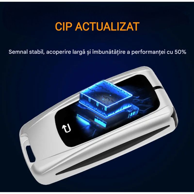 Auto si Moto - Electronice auto - Sisteme de inchidere centralizata - Cheie Auto Smart cu LAMA DE URGENTA, Activare Keyless Entry, 4 butoane, LCD cu touchscreen - Infinity.ro