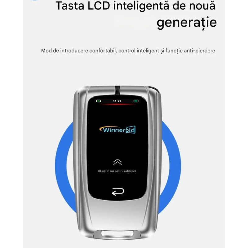 Auto si Moto - Electronice auto - Sisteme de inchidere centralizata - Cheie Auto Smart cu LAMA DE URGENTA, Activare Keyless Entry, 4 butoane, LCD cu touchscreen - Infinity.ro
