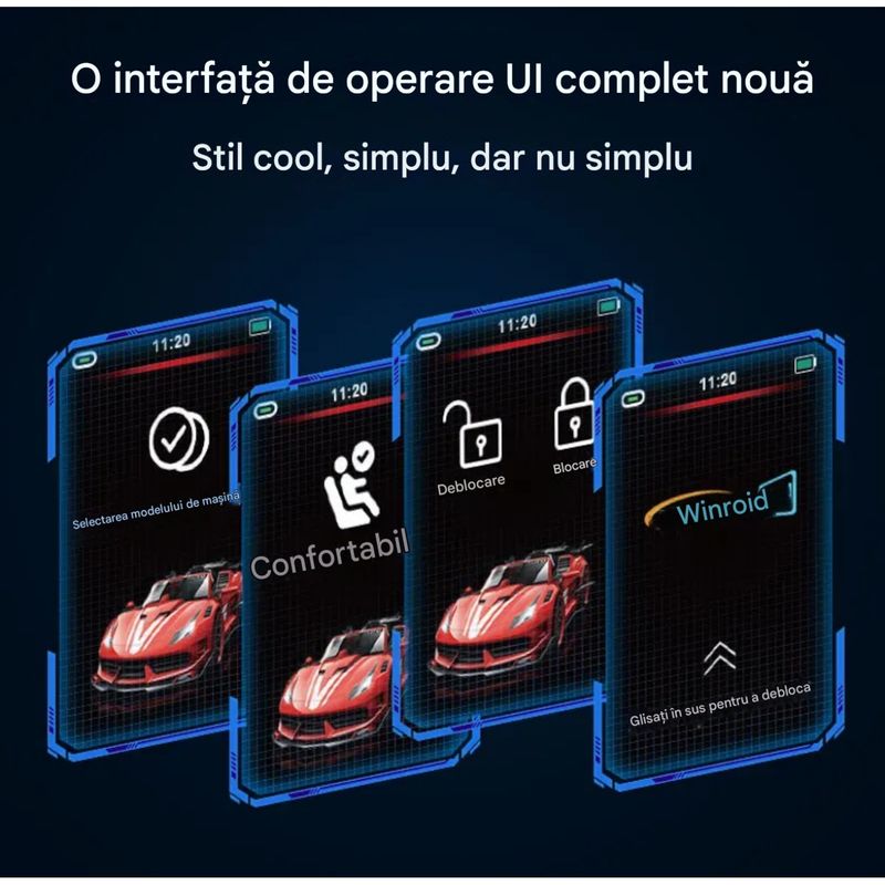 Auto si Moto - Electronice auto - Sisteme de inchidere centralizata - Cheie Auto Smart cu LAMA DE URGENTA, Activare Keyless Entry, 4 butoane, LCD cu touchscreen - Infinity.ro